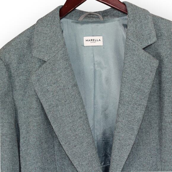 US12 Italy48 MarellaSport Blazer Wool Herringbone Oversize Menswear Water Garden - Picture 8 of 16